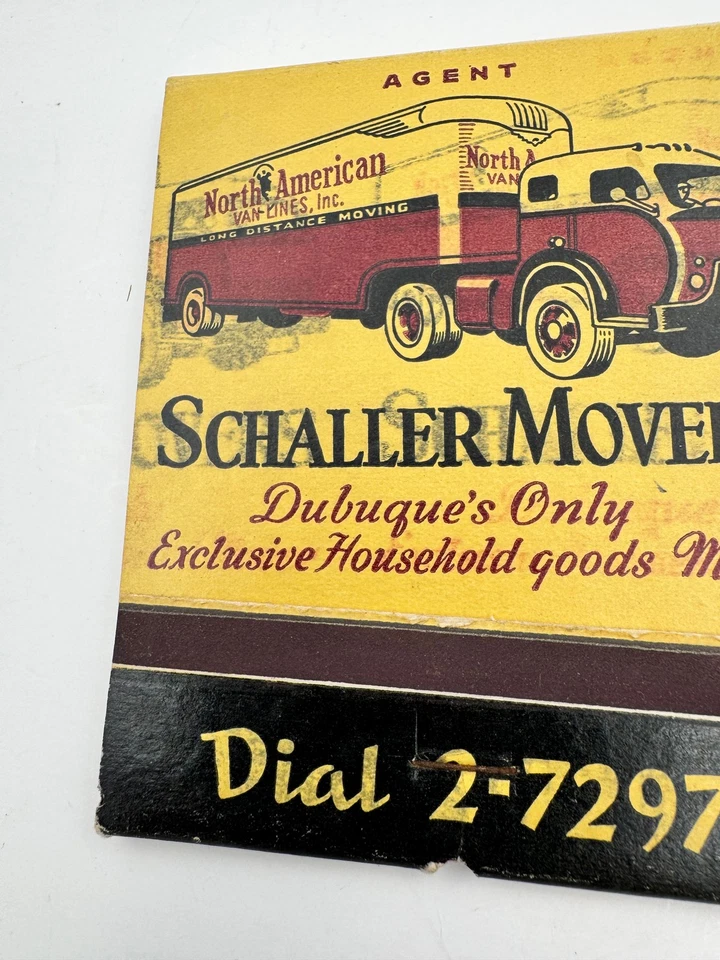 Vintage Feature Matchbook Full Schaller Movers 1930s - Image 3 of 4