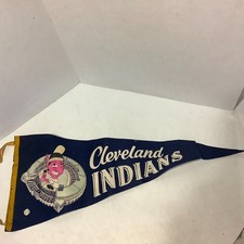 Vintage 1950s Cleveland Indians Chief Wahoo Felt Pennant 29" Long PLEASE READ