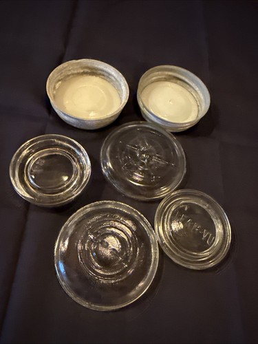 Random Lot of Vintage Glass Canning Lids Glass