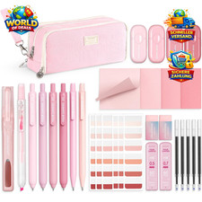 Ästhetisches Schulmaterial Set mit Gelstiften und Textmarkern, Rosa