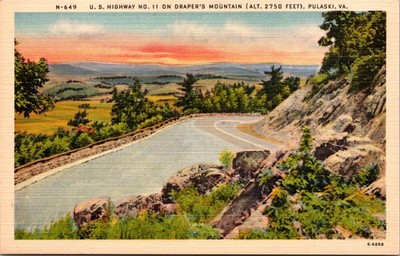 Post Card - U. S. HIGHWAY NO. 11 ON DRAPER'S MOUNTAIN