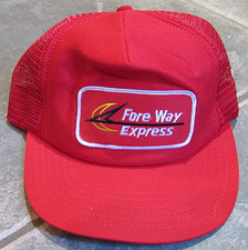 VTG Fore Way Express Trucker Hat 1980’s Logo Wausau Wisconsin mesh red USA made