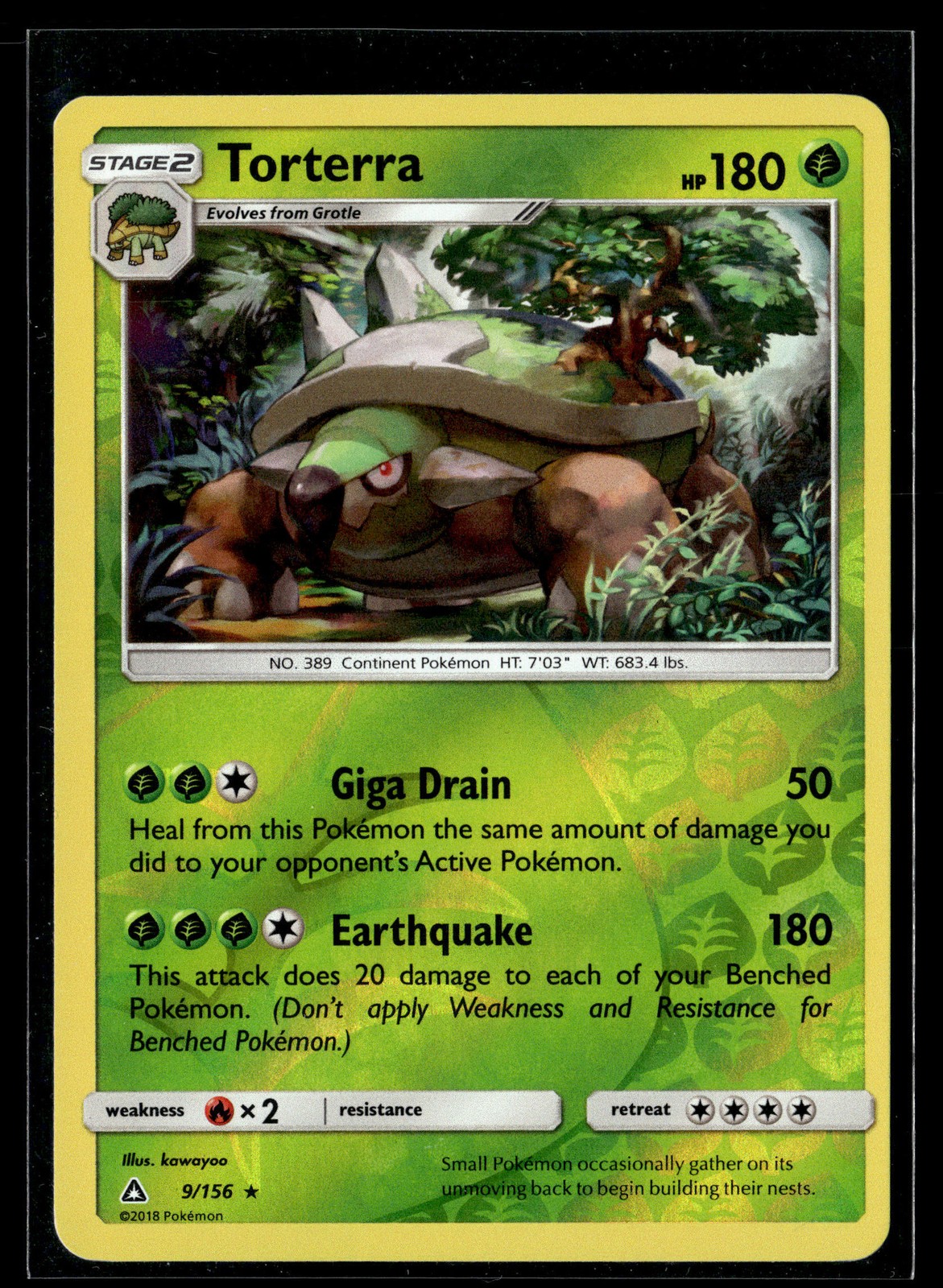 Pokemon TCG SM - Ultra Prism #9/156 Torterra Reverse Holo