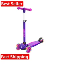 KS1 Kids Kick Scooter — LED Wheel 3‑Wheel Lean‑to‑Steer Riding System with 3‑...