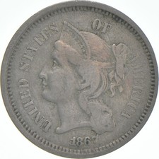 1867 Three Cent Piece Trime - Early US Type Coin 3 Cent!