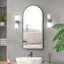 Black Arched Medicine Cabinet Recessed Wall Mounted Bathroom Mirror Cabinet