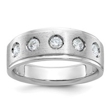 14k White Gold Polished and Satin 1/2 Ct Diamond Complete Ring Size 10 for Men's
