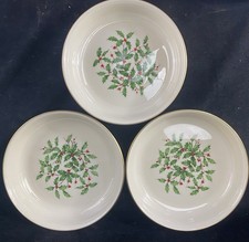 3 Lenox Special Holly Berry Coupe Bowls 7.5" Gold Rim Christmas Holiday