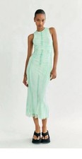 Zara Tulle Mesh Midi Dress Women's S / M Mint Green