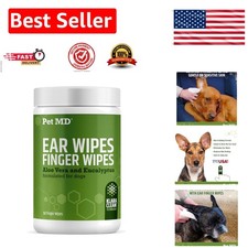 Veterinarian-Formulated Dog Ear Cleaning Finger Wipes with Aloe Vera - 50 Count