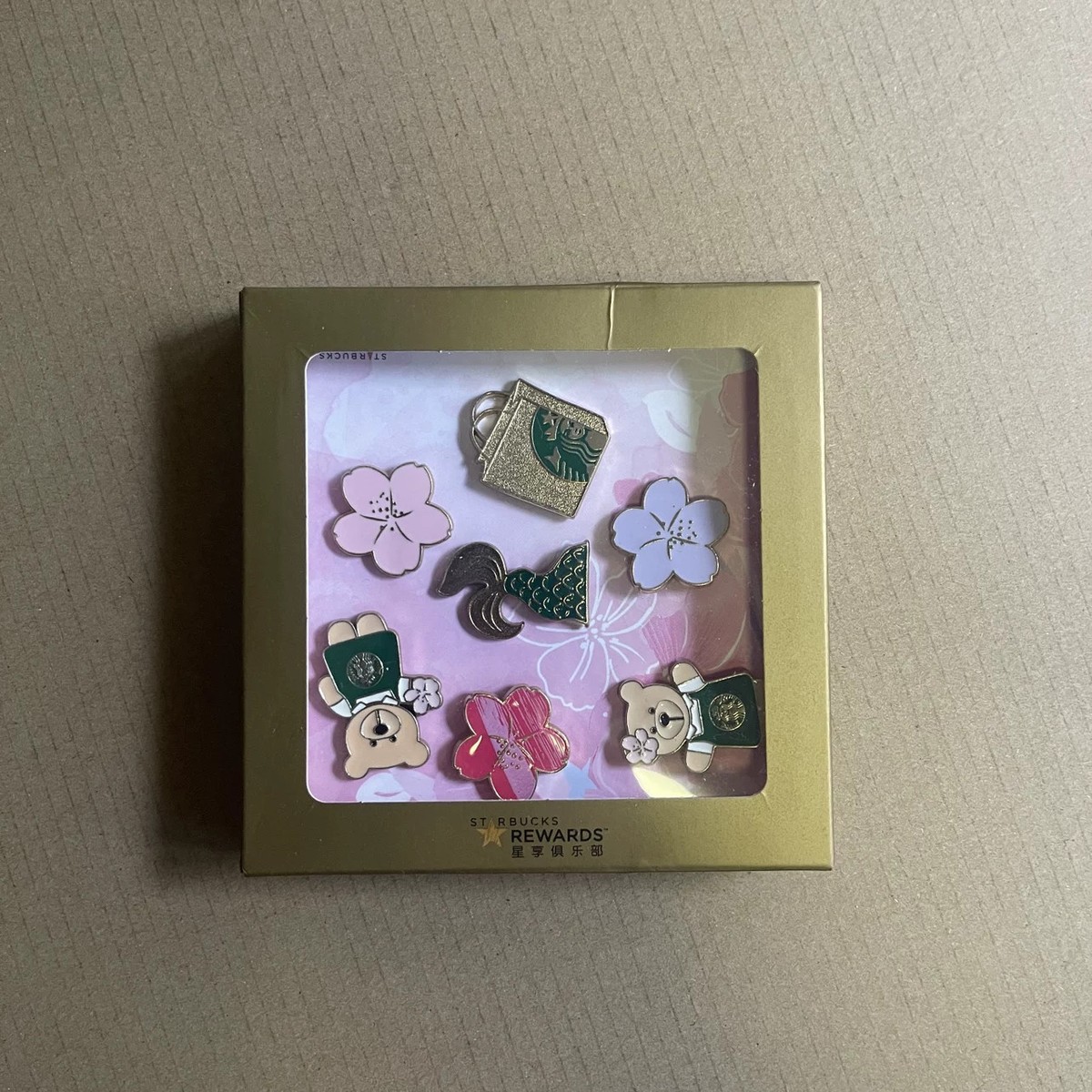Starbucks China Starbucks coffee Cherry blossom and bears pins set
