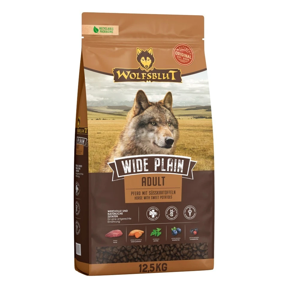 Wolfsblut Adult Wide Plain Pferdefleisch und Süßkartoffel Hundefutter - 12,5kg