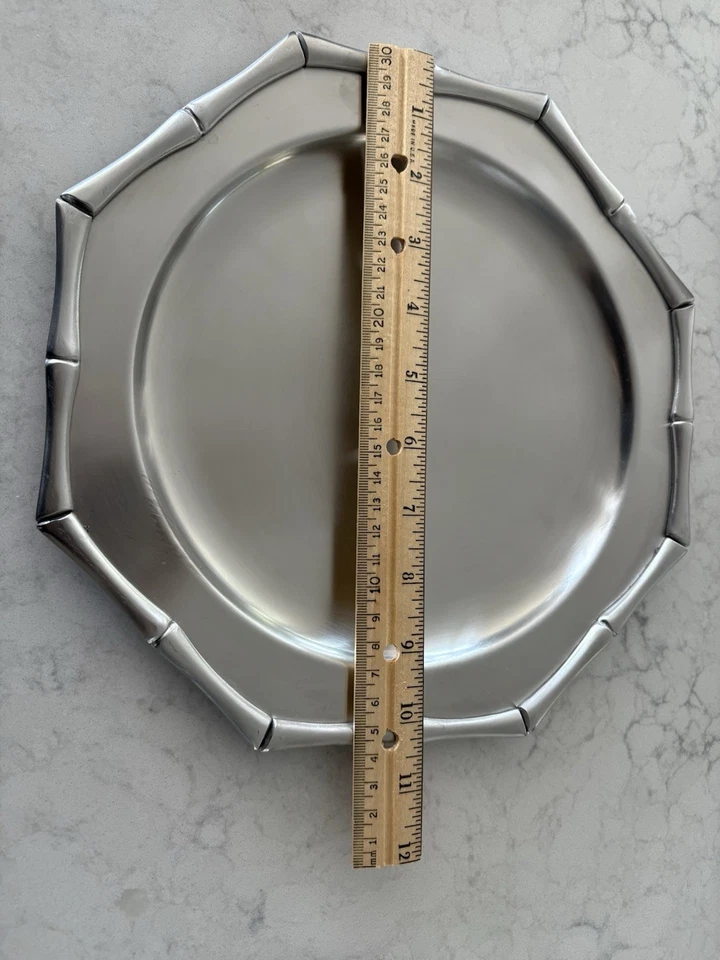 Platos de cena y ensalada de bambú cubiertos supremos de acero inoxidable S/8 de colección difícil de encontrar MCM Foto 3 de 4