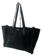 Borsa a tracolla Ugg Australia tote pelle di pecora scamosciata nera grande