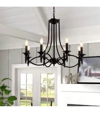 Industrial Candle Chandelier Modern Farmhouse Hanging Pendant Light Fixture with