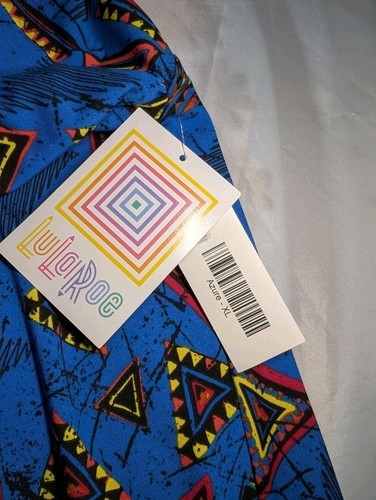 LULAROE Azure Blue Orange GEOMETRIC Fit & Flare Pull-On Skirt Women's Sz XL NWT - Picture 2 of 7