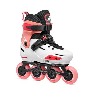 Rollerblade Apex Junior Adjustable Fitness Inline Skate, Patinum/Coral 2-5