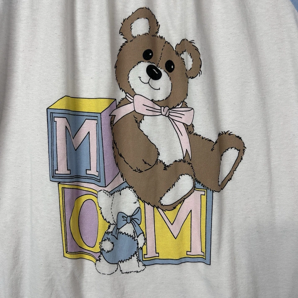 Vintage Teddy Bear Nightgown Kids Small Cute 90s MOM Stuffed Animal Pajamas - Image 3 of 4