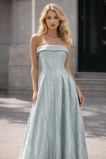 Vintage Y2K Zum Zum Nikki Dress Juniors sz 5-6 Icy Blue Ball Gown Strapless