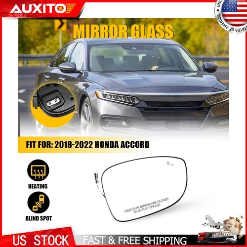 Right Side Heated Mirror Glass with Blind Spot For 2018-2022 Honda Accord Sedan
