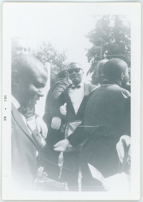 Vintage 1966 Snapshot African American Men w Masonic Apron Polaroid Land Camera