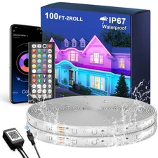 Outdoor LED Strip Lights Waterproof 100FT (2 Rolls of 50ft) IP67 LED Light St...