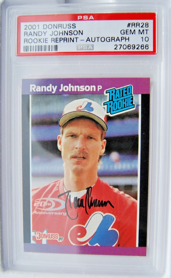 2001 Donruss #RR28 Randy Jahnson RKE. Reprint- Auto 65/89 PSA 10 POP 1