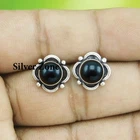 Black Onyx Gemstone 925 sterling silver handmade jewelry Stud Earrings