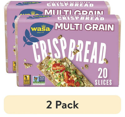 (2 pack) Wasa Multi Grain Crispbread, Multigrain Crackers, Fat Free, 9.7 oz