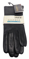 ISOTONER Leather Gloves 2003 Thinsulate Lined 40 Gram Womens Size 7 Black New
