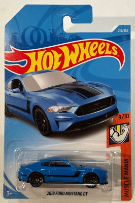 2018  HOT WHEELS  2018 FORD MUSTANG GT  9/10 MUSCLE MANIA #216/365 BLUE