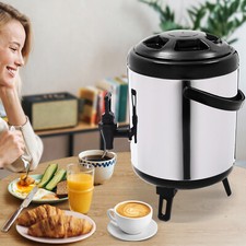 6L Insulated Beverage Hot Water & Drink Dispenser w/ Tap Stainless Steel HOT