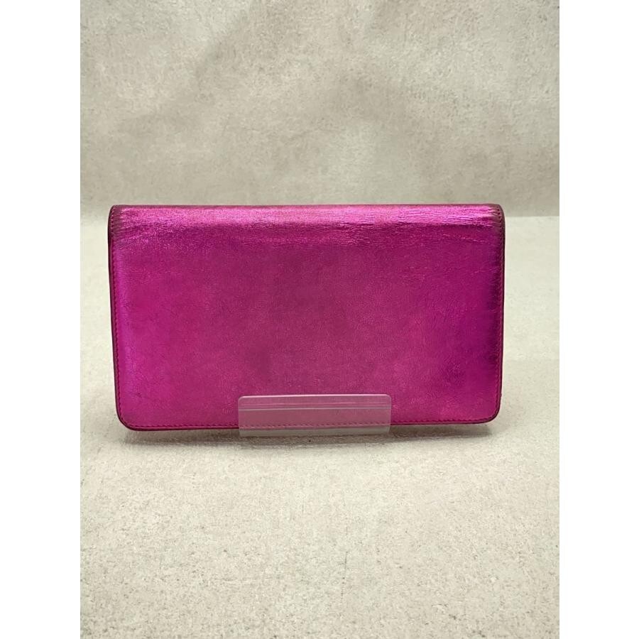 CHANEL Pink Leather Bi-fold Long Wallet with Coco Mark Ribbon  