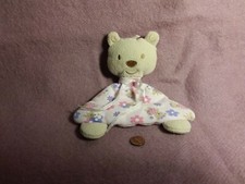 7" Baby Gear TAN BEAR PINK TRIANGLE BODY FLOWERS SECURITY BLANKET plush stuffed
