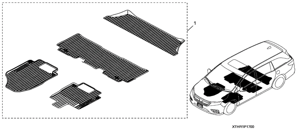 2018-2026 Genuine Honda Odyssey Black All Season Floor Mats 08P17-THR-110A - Imagem 3 de 3