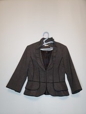 White House Black Market Womens 6 Blazer Ruffle Peplum Office Chic Polkadot