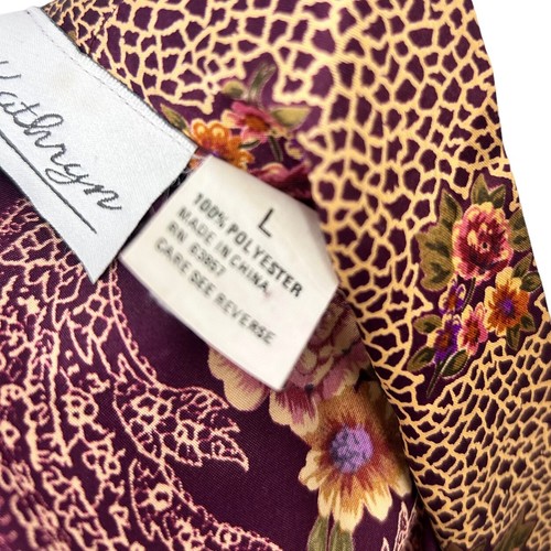 Katheryn Womens Floral Robe Size L Mixed Print Tied Waist - Picture 12 of 13