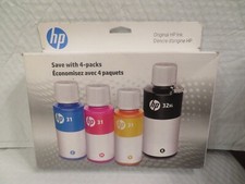 NEW HP 31 CMY/32XL BLK INK BOTTLED INK CRTG 4-PK BLACK CYAN MAGENTA YELLOW
