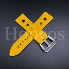 24MM RUBBER BAND STRAP FITS FOR BREITLING NAVITIMER SUPER OCEAN AVENGER YELLOW
