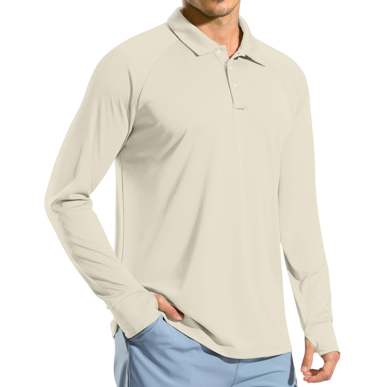 Men's Long Sleeve Golf Polo Shirt UPF 50+ Lightweight Sun Protection Cool Shirts