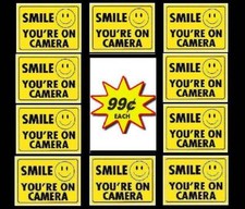 10 SMILE HOME SECURITY SYSTEM IN USE WINDOW WARNING STICKERS DECAL LOT .99