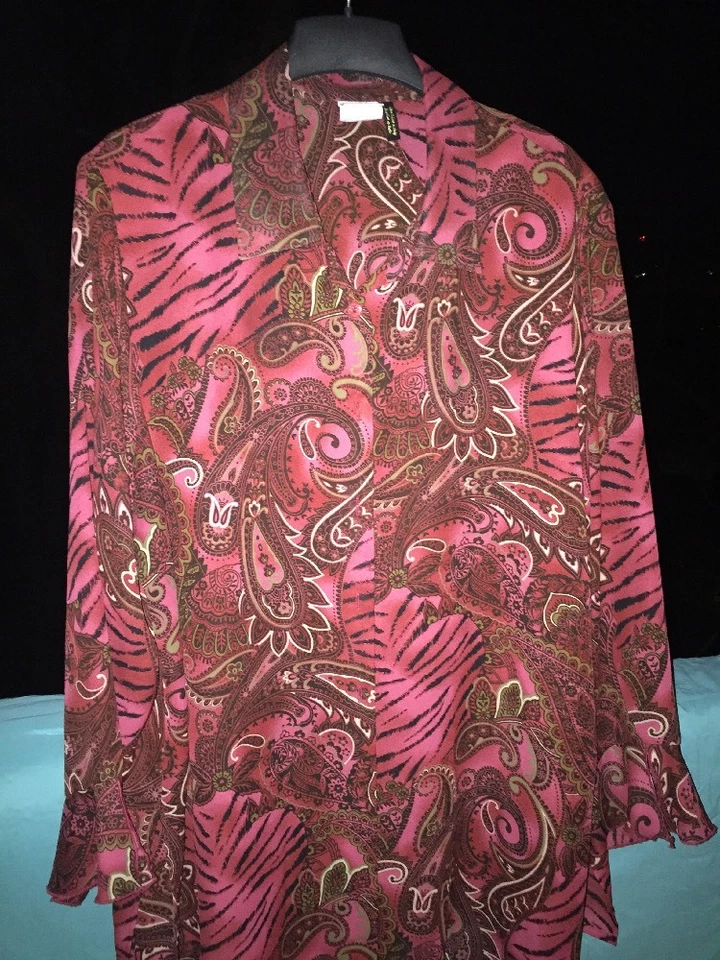 Studio C ITALIA TRANSPARENTE Cachemira con UNICORNIO Leggings Blazer Chaqueta Mujer Talla 26 28 3x Foto 4 de 4