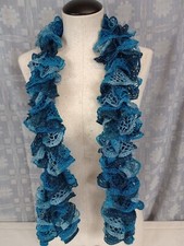 Scrunched Knit Scarf Blue Mixture Ruffle Crochet Knitted Business Casual Scarf