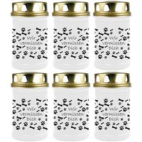 Grabkerze 6Er Pack Grablicht 48H Brenndauer Weiß Grablampe Grab Kerze Hunde Tier