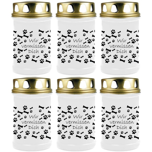 Grabkerze 6Er Pack Grablicht 48H Brenndauer Weiß Grablampe Grab Kerze Hunde Tier-image
