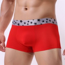 1 PC Herren Netz Boxer Unterhose Slip Unterwäsche Sterne-Aufdruck Kariert Slim