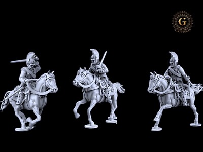 Russian Guard Cuirassiers X3 28mm Napoleonic Unpainted Resin Wargame Miniatures