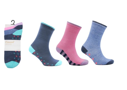 12 Pairs Ladies Womens Coloured Design Socks Cotton Blend Designer Adults 4-7 - Picture 4 of 9