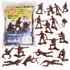 TimMee Processed Plastic Army Men 48pc RUST BROWN Tim Mee Toy Soldier Figures US