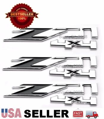 3 x Chrome 3D Z71 4x4 Emblem for Fender Hood Bumper Door Panel Truck Bed !!USA!!